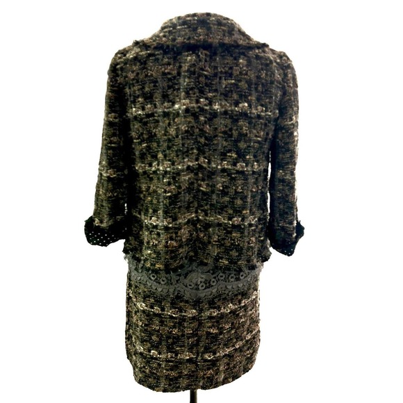DOLCE & GABBANA 2 PC Black Camel Gray Boucle Tweed & Lace Sheath Dress w/Jacket - Picture 7 of 16